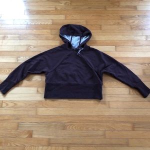 Nike Dri Fit cropped hoodie in burgundy